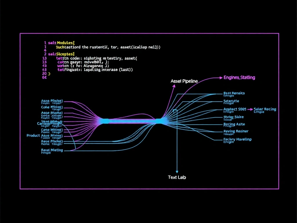 Abstract tech stack blueprint visualization